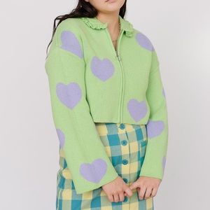 Lazy Oaf Love Me Forever Minty Zip Up Cardigan
